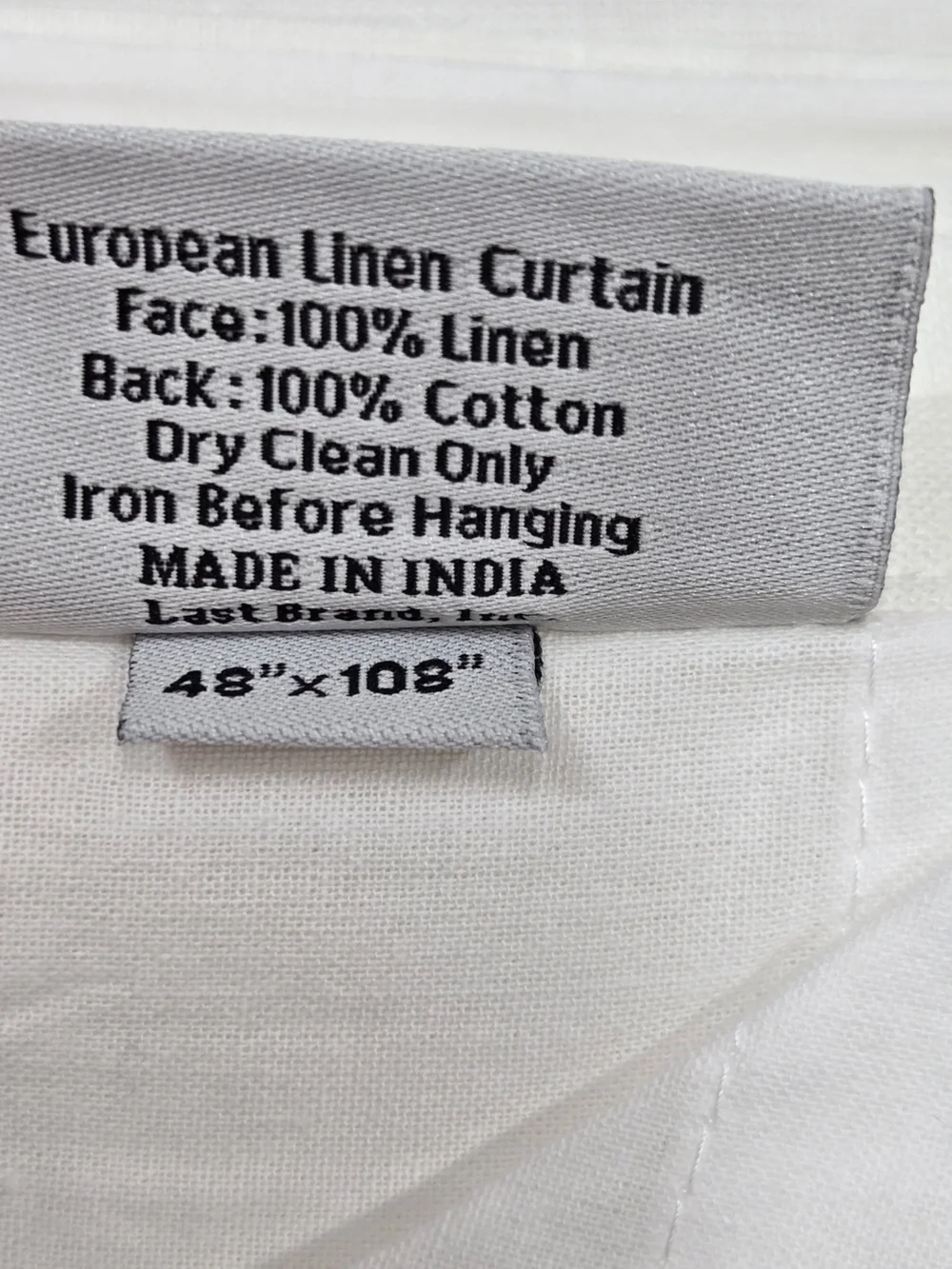 NWT QUINCE Set Of 2 48x108 European Linen Curtains White 0354